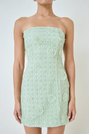 MARSY - Strapless Floral Embellished Mini Dress - DRESSES available at Objectrare