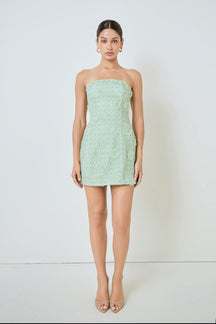 MARSY - Strapless Floral Embellished Mini Dress - DRESSES available at Objectrare