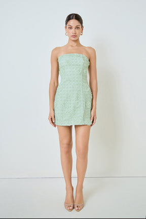 MARSY - Strapless Floral Embellished Mini Dress - DRESSES available at Objectrare