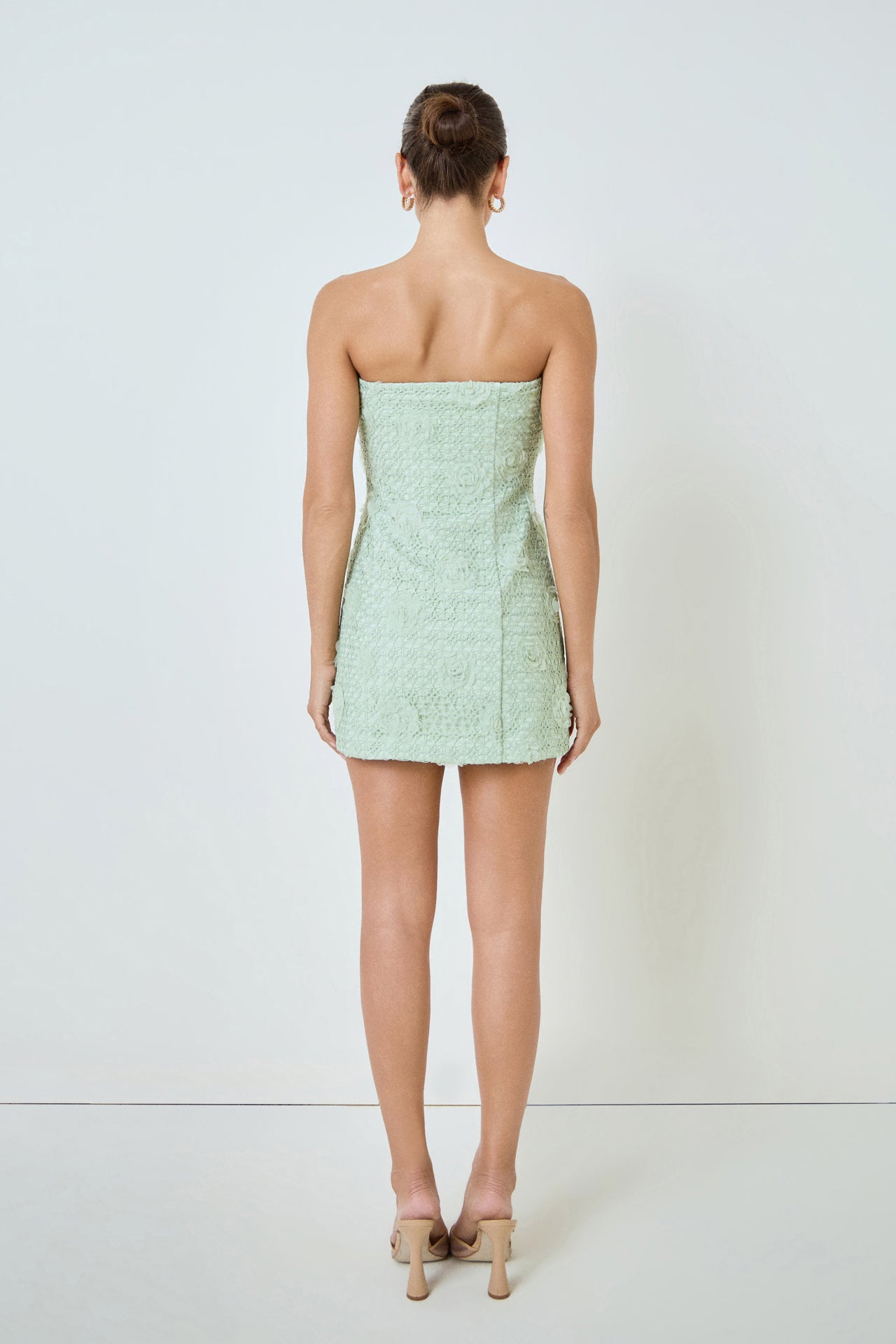 MARSY - Strapless Floral Embellished Mini Dress - DRESSES available at Objectrare