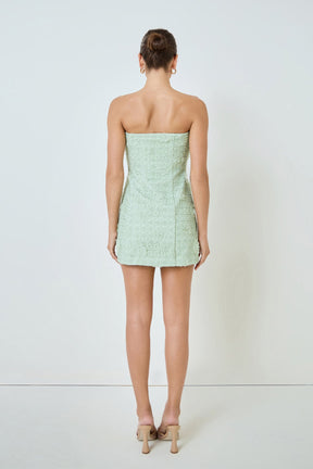 MARSY - Strapless Floral Embellished Mini Dress - DRESSES available at Objectrare