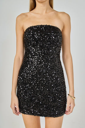 ENDLESS ROSE - Strapless Sequined Dress - DRESSES available at Objectrare