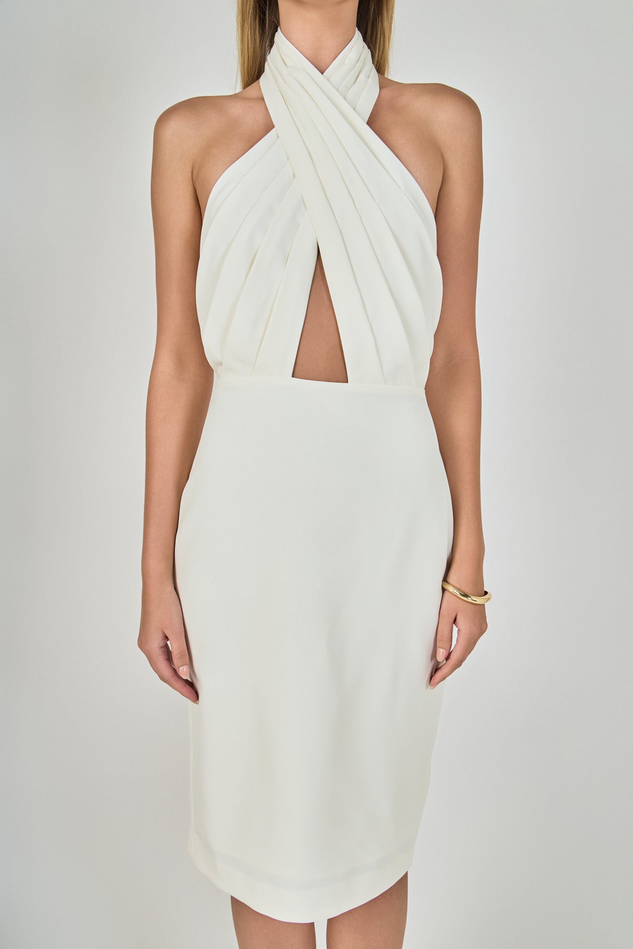ENDLESS ROSE - Draped Halter Midi Dress - DRESSES available at Objectrare