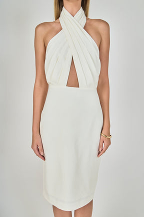 ENDLESS ROSE - Draped Halter Midi Dress - DRESSES available at Objectrare