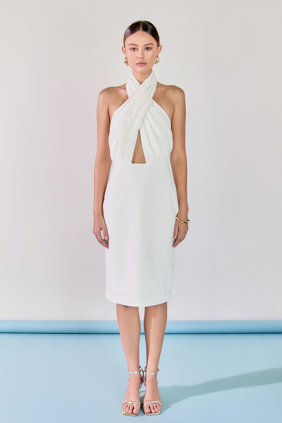 ENDLESS ROSE - Draped Halter Midi Dress - DRESSES available at Objectrare
