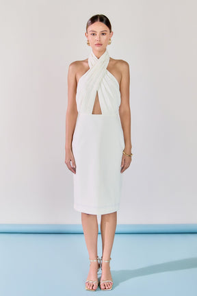 ENDLESS ROSE - Draped Halter Midi Dress - DRESSES available at Objectrare
