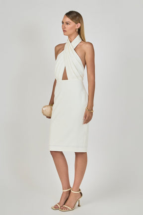 ENDLESS ROSE - Draped Halter Midi Dress - DRESSES available at Objectrare