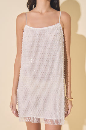 MARSY - Pearl Embellished Mini Dress - DRESSES available at Objectrare