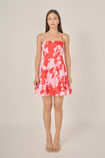 Flounced Floral Mini Dress