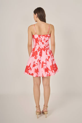 Flounced Floral Mini Dress
