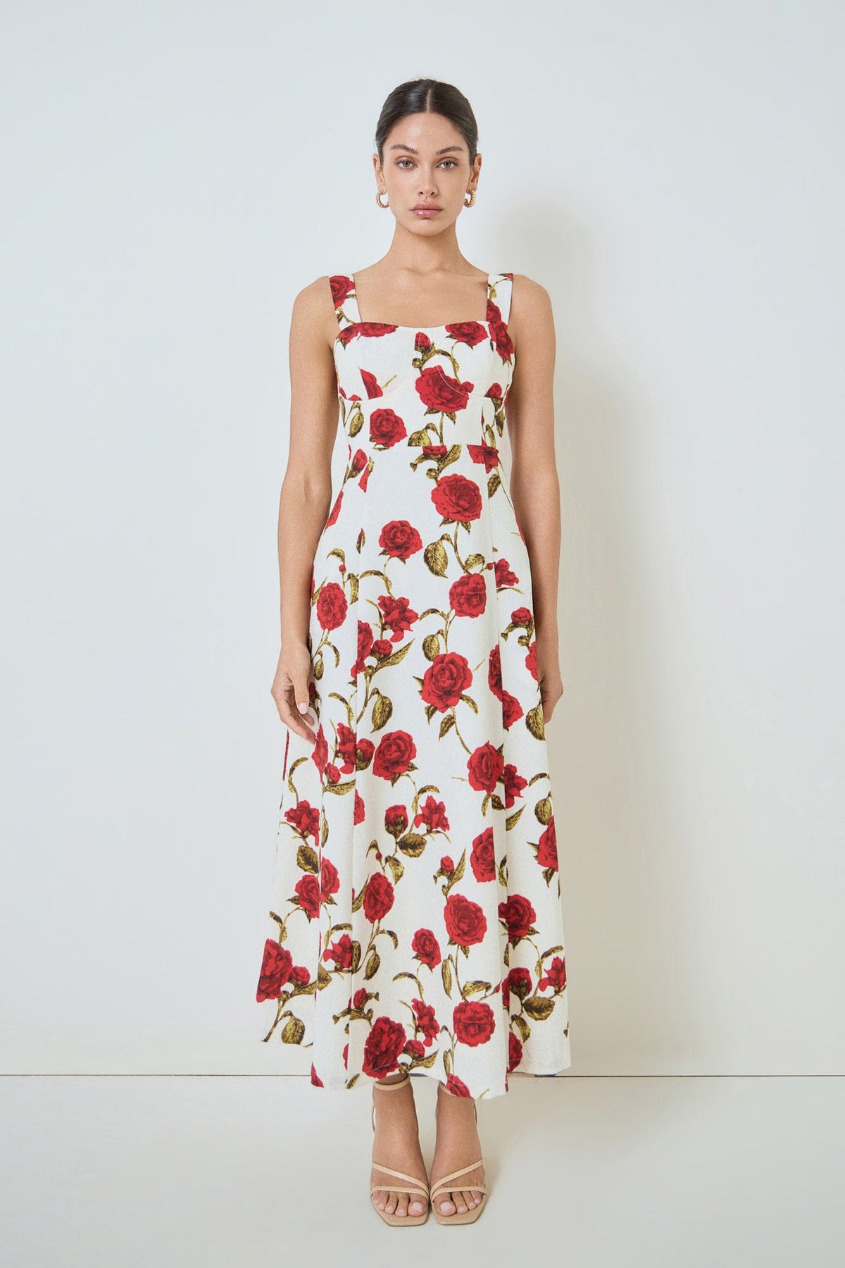 MARSY - Rose Print Maxi Dress - DRESSES available at Objectrare
