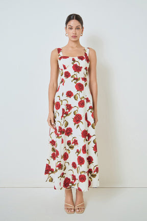 MARSY - Rose Print Maxi Dress - DRESSES available at Objectrare