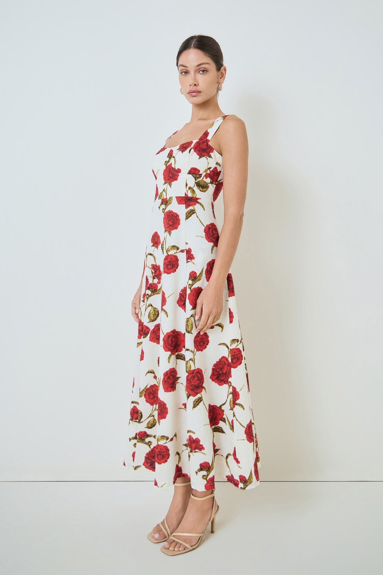 MARSY - Rose Print Maxi Dress - DRESSES available at Objectrare