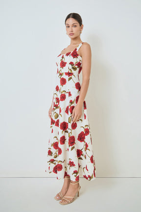 MARSY - Rose Print Maxi Dress - DRESSES available at Objectrare