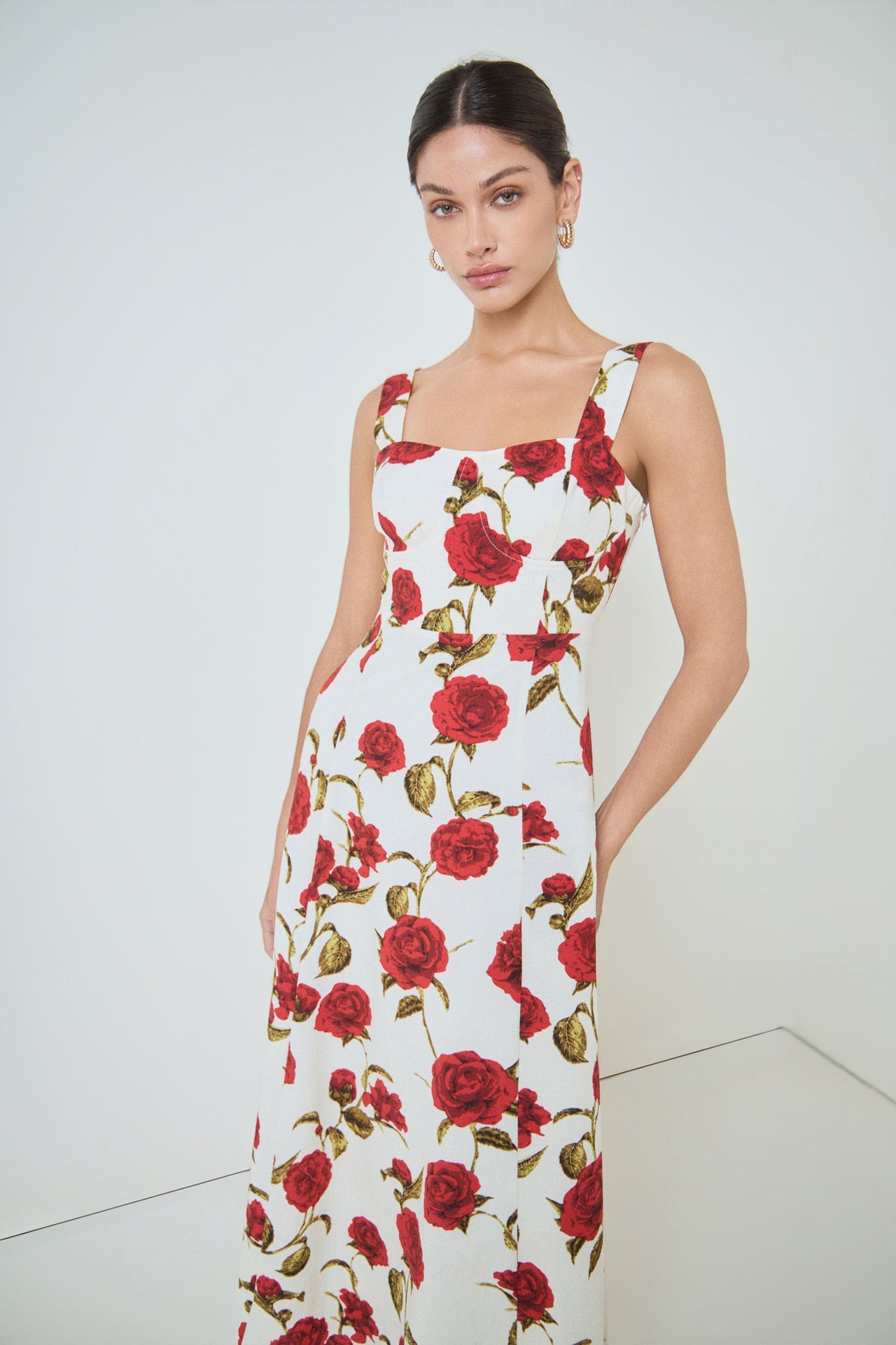 MARSY - Rose Print Maxi Dress - DRESSES available at Objectrare