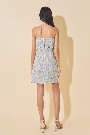 Bust Panel Embroidered Mini Dress