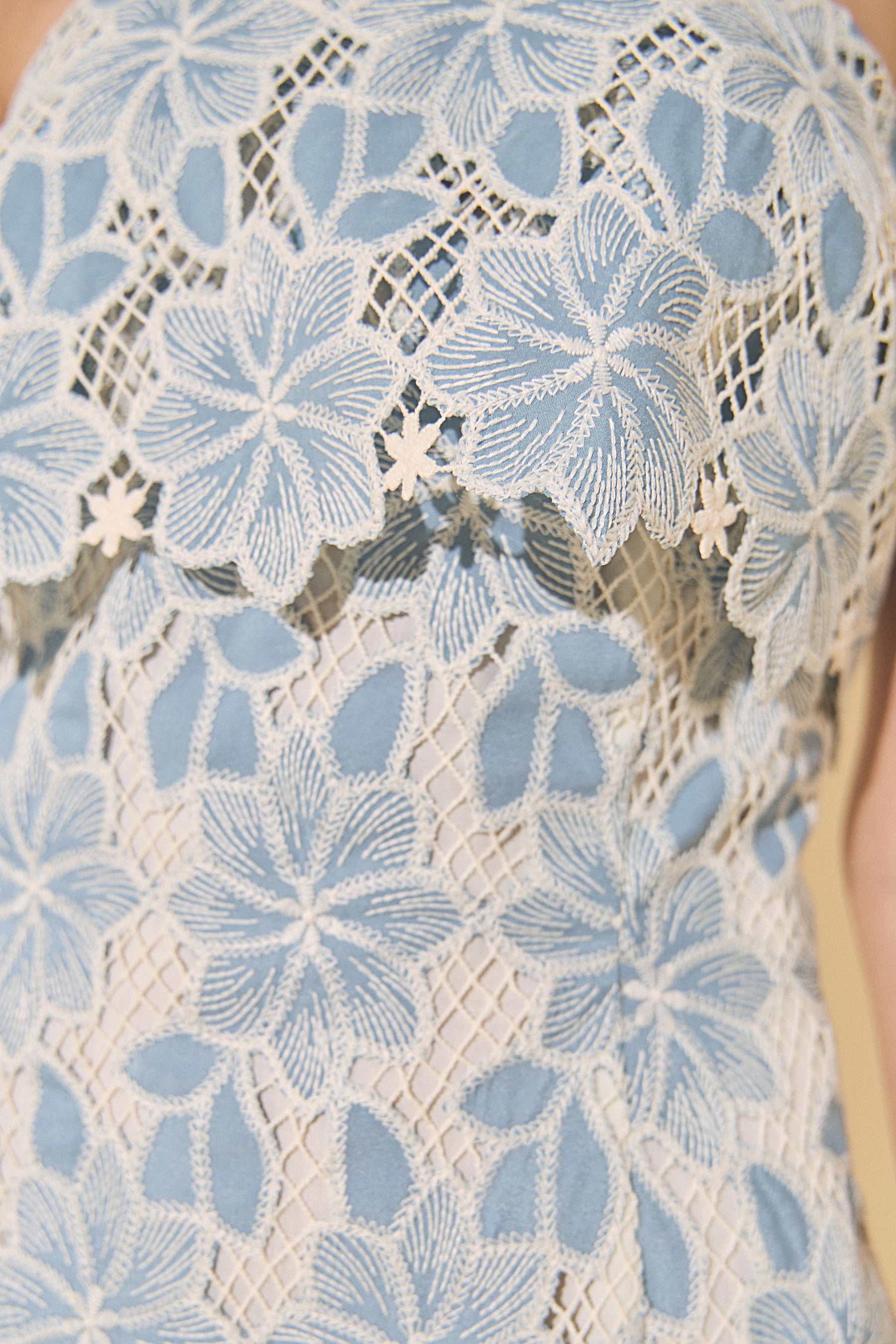 Bust Panel Embroidered Mini Dress
