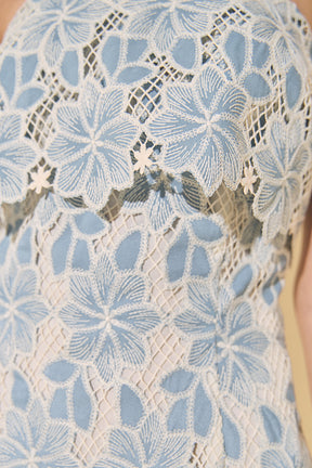 Bust Panel Embroidered Mini Dress