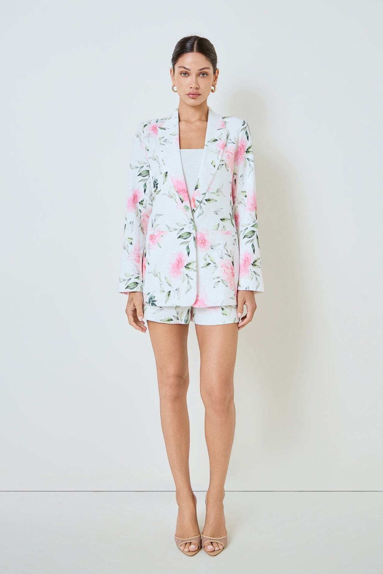 MARSY - Single Breasted Rose Print Blazer - JACKETS available at Objectrare