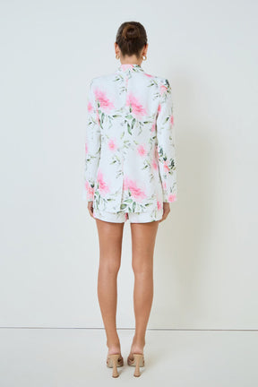 MARSY - Single Breasted Rose Print Blazer - JACKETS available at Objectrare