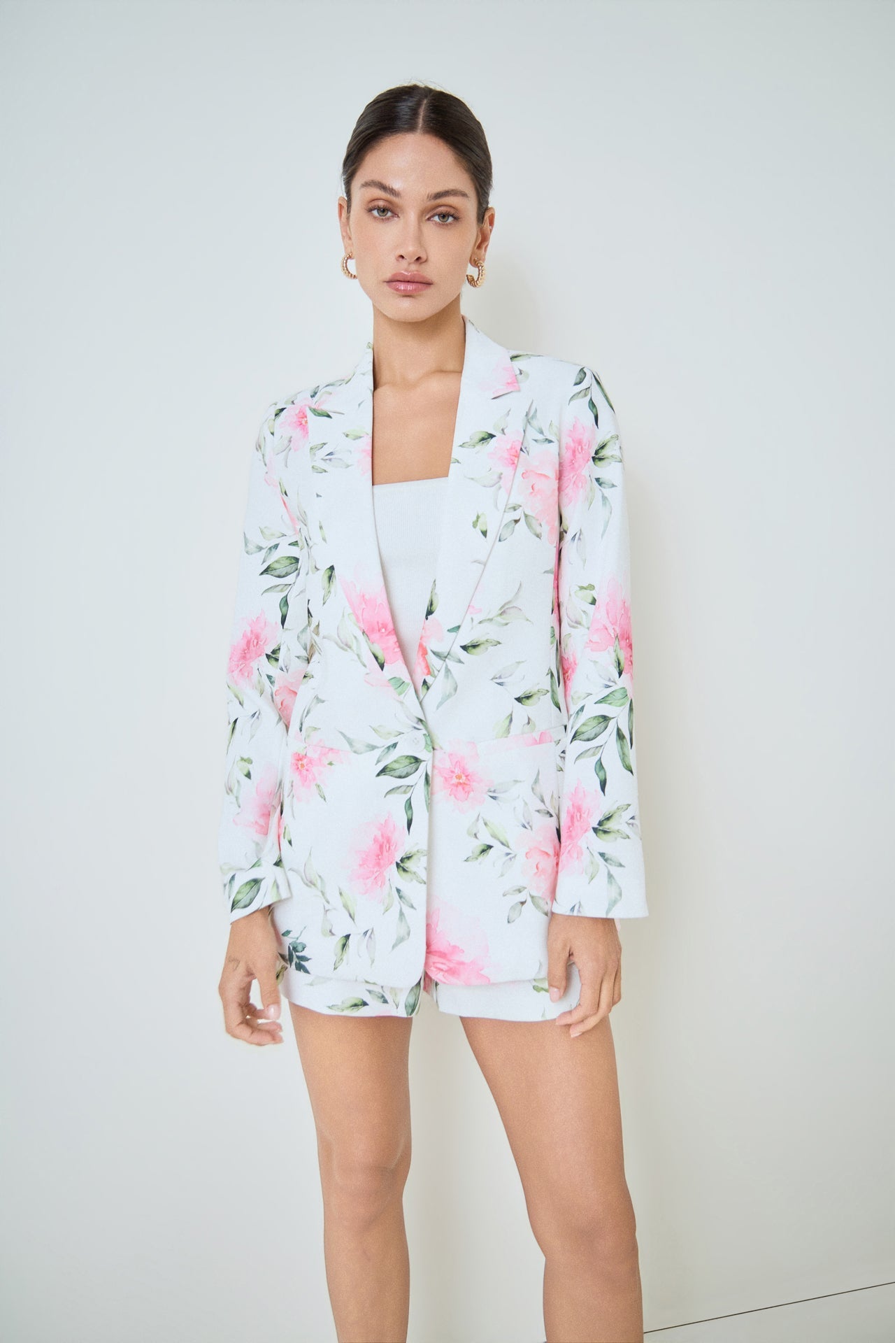 MARSY - Single Breasted Rose Print Blazer - JACKETS available at Objectrare