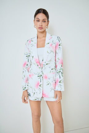 MARSY - Single Breasted Rose Print Blazer - JACKETS available at Objectrare