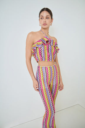 Knit Multi Color Halter Top