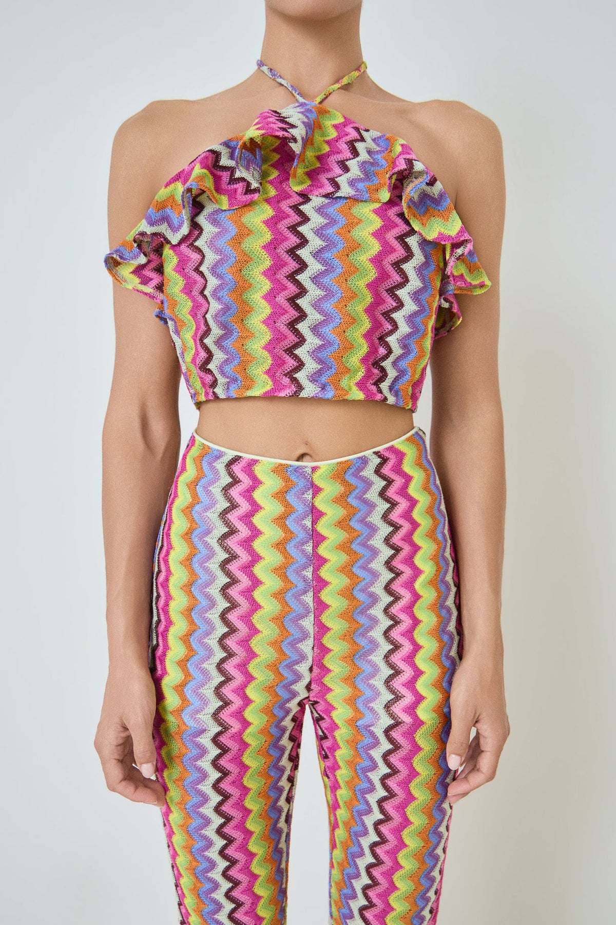 Knit Multi Color Halter Top