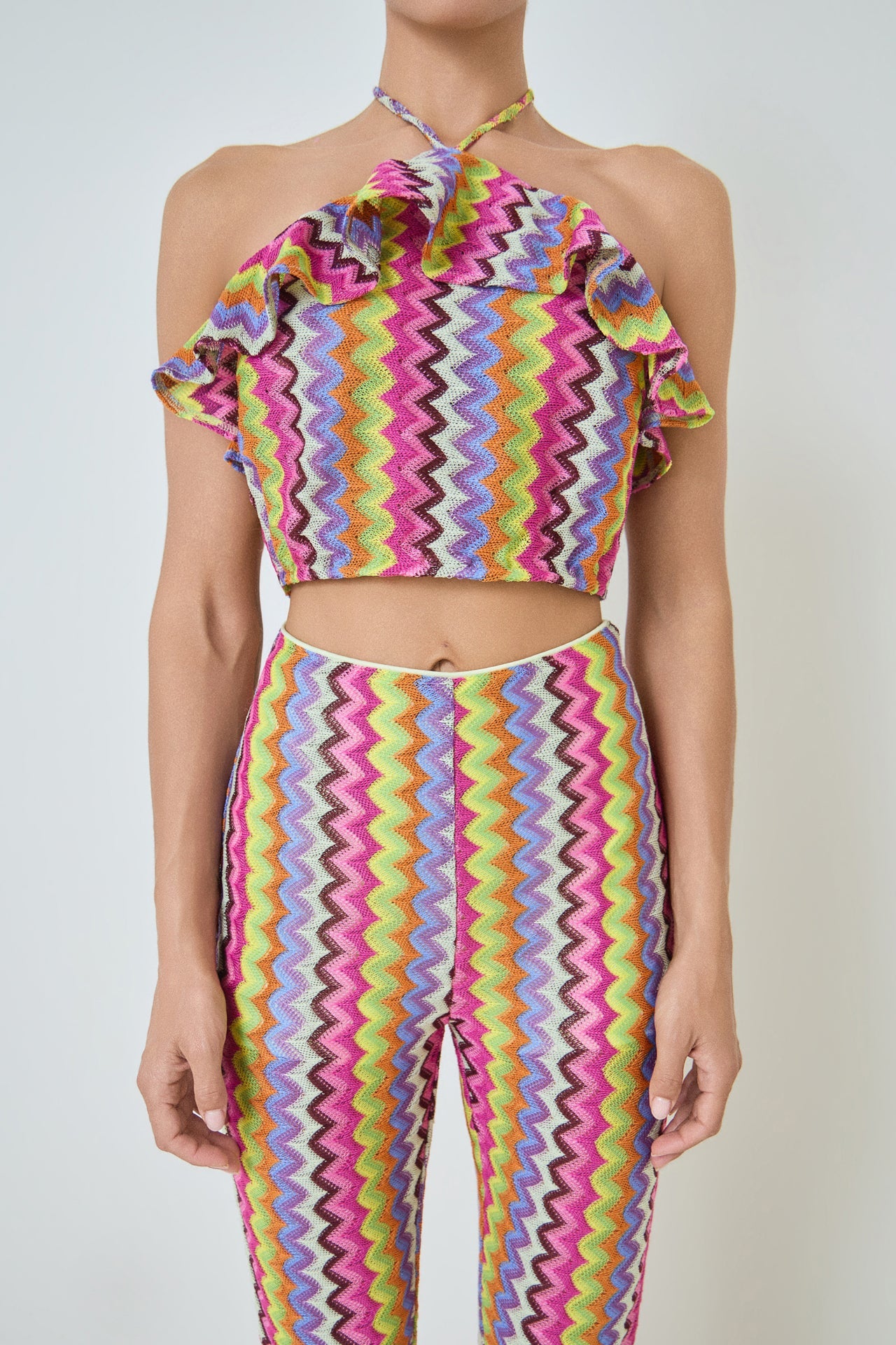 Knit Multi Color Halter Top