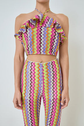 Knit Multi Color Halter Top