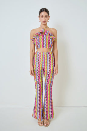 Knit Multi Color Halter Top