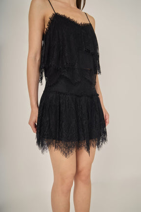 MARSY - Tiered Lace Mini Skirt - SKIRTS available at Objectrare