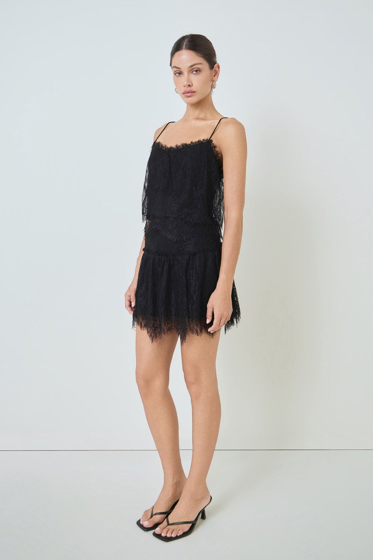 MARSY - Tiered Lace Mini Skirt - SKIRTS available at Objectrare