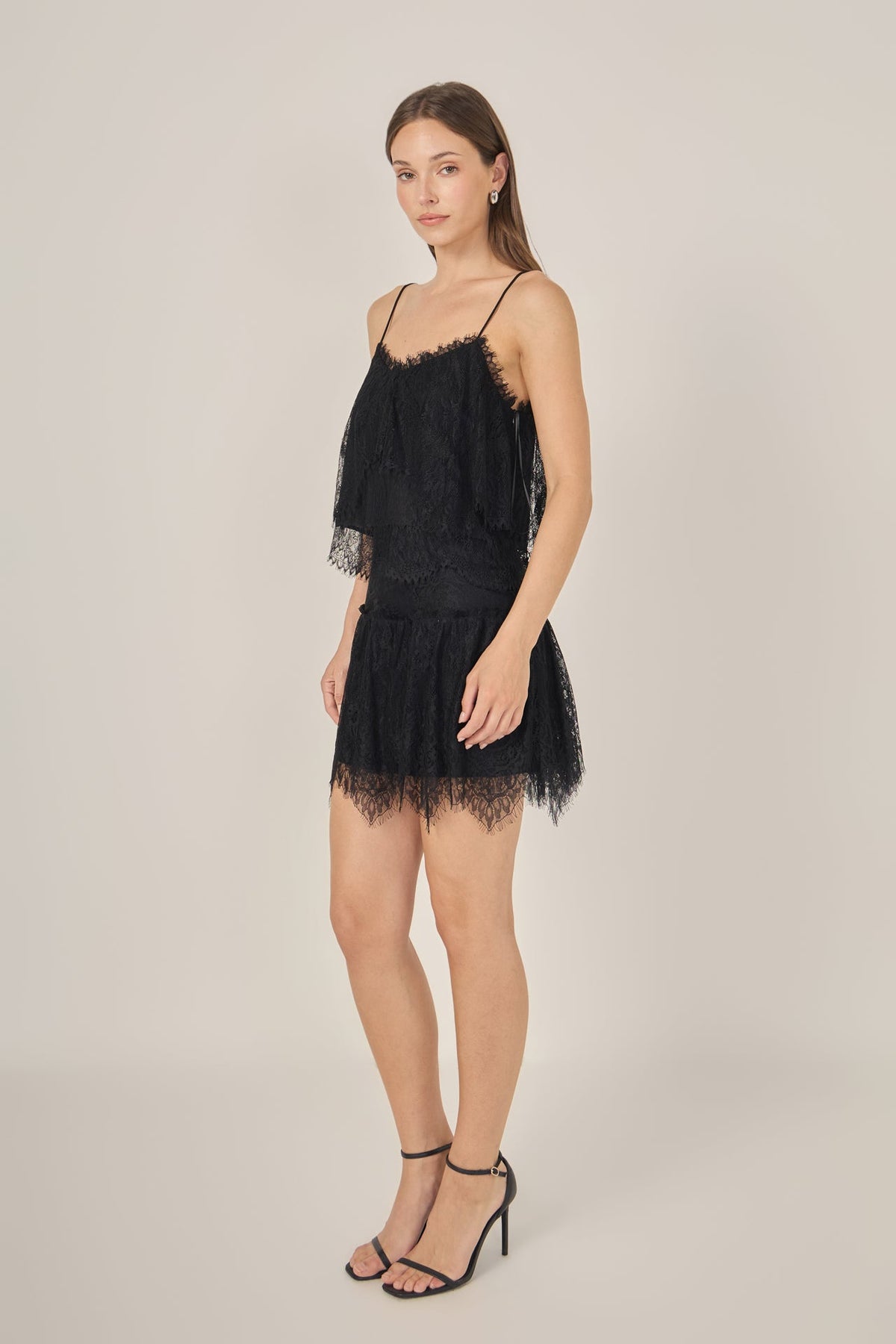 MARSY - Tiered Lace Mini Skirt - SKIRTS available at Objectrare