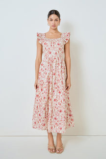 MARSY - Back Bow Floral Print Midi Dress - DRESSES available at Objectrare