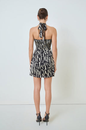 MARSY - Gold Ring Animal Print Mini Dress - DRESSES available at Objectrare