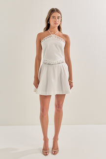MARSY - Lace Trim Halter Top - TOPS available at Objectrare