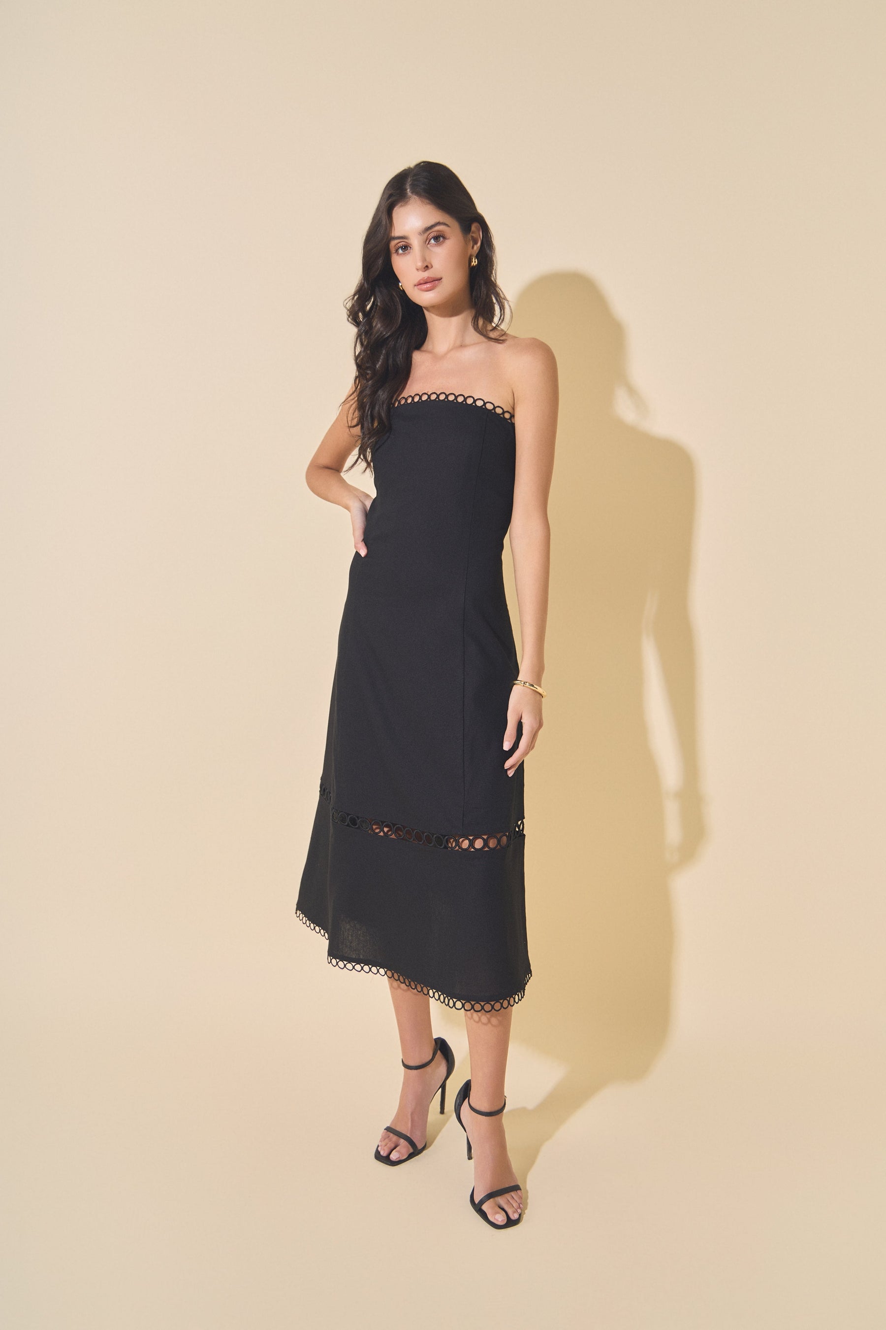 MARSY - Linen Strapless Dress with Smocking - DRESSES available at Objectrare