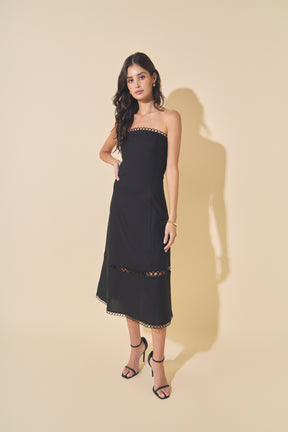 MARSY - Linen Strapless Dress with Smocking - DRESSES available at Objectrare