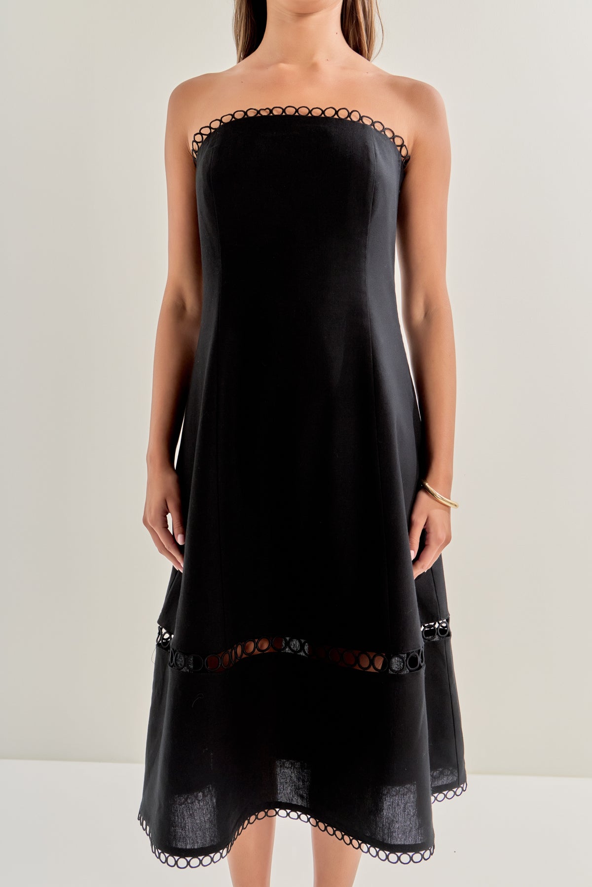 MARSY - Linen Strapless Dress with Smocking - DRESSES available at Objectrare