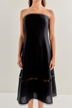 MARSY - Linen Strapless Dress with Smocking - DRESSES available at Objectrare