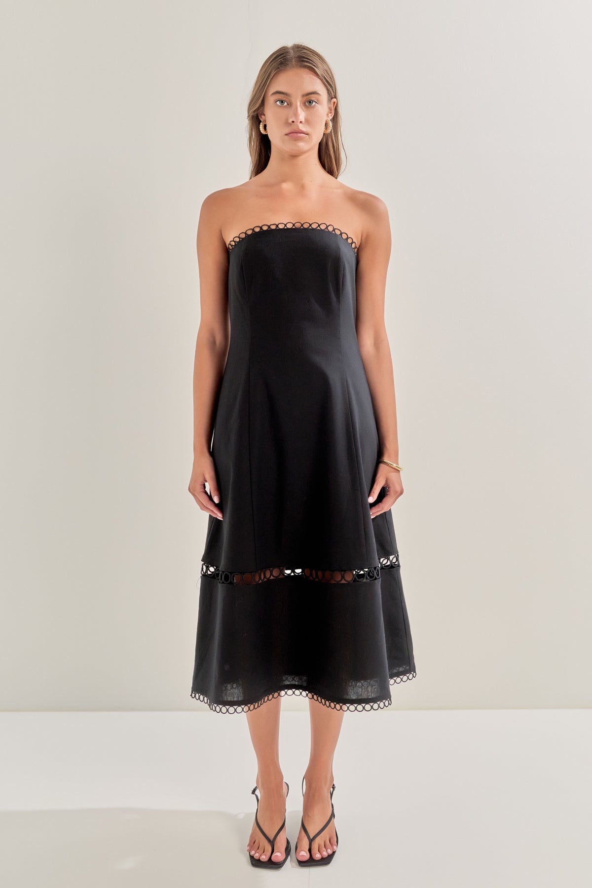 MARSY - Linen Strapless Dress with Smocking - DRESSES available at Objectrare