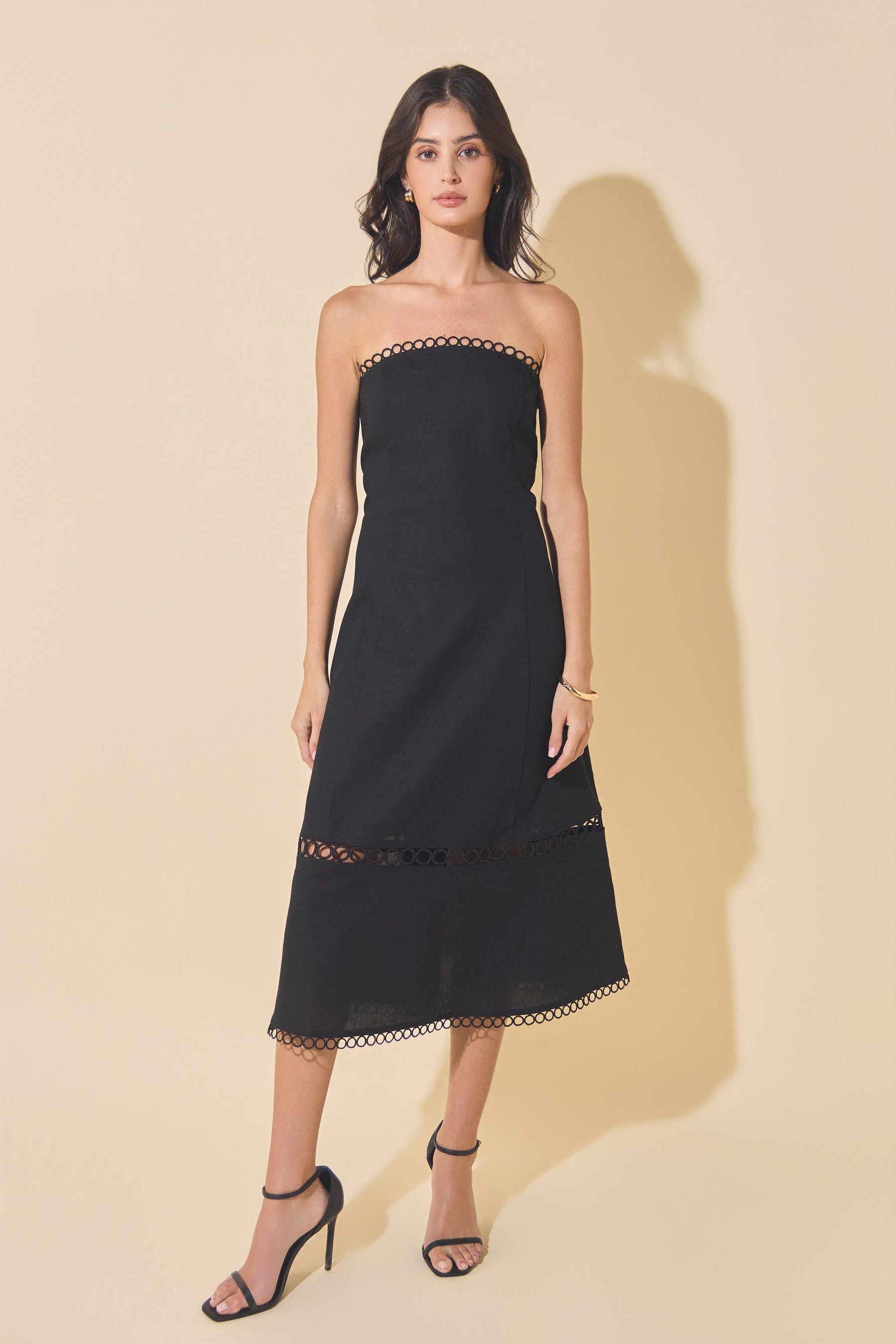 MARSY - Linen Strapless Dress with Smocking - DRESSES available at Objectrare