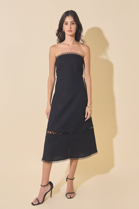 MARSY - Linen Strapless Dress with Smocking - DRESSES available at Objectrare