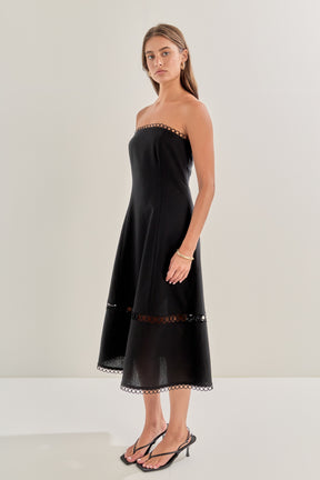 MARSY - Linen Strapless Dress with Smocking - DRESSES available at Objectrare