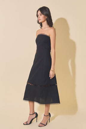 MARSY - Linen Strapless Dress with Smocking - DRESSES available at Objectrare