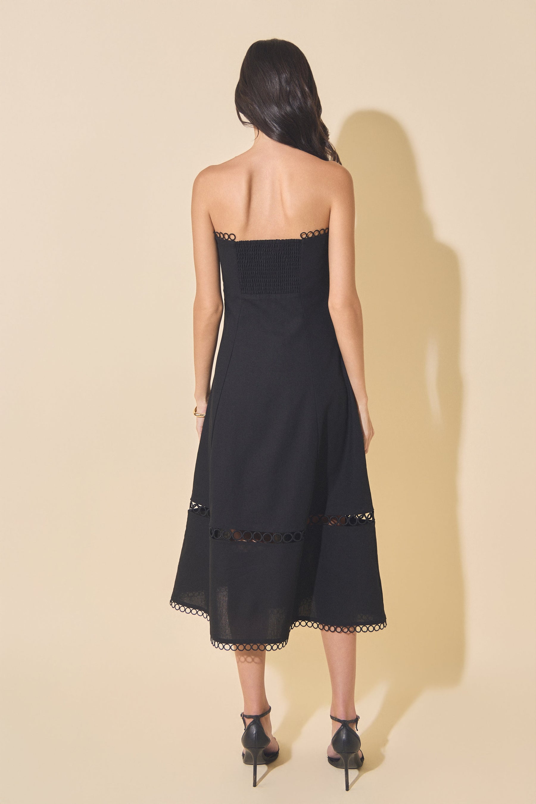 MARSY - Linen Strapless Dress with Smocking - DRESSES available at Objectrare