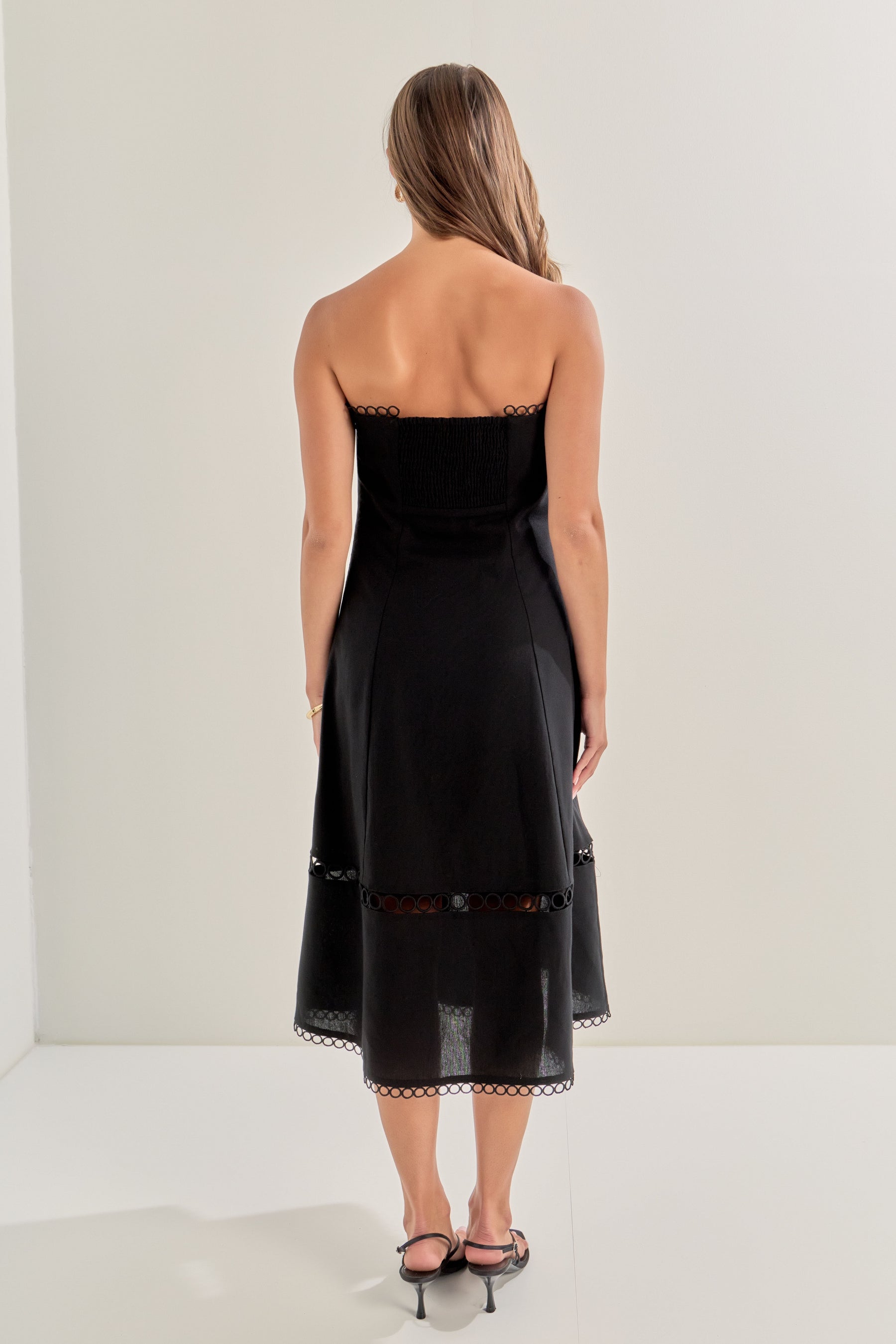 MARSY - Linen Strapless Dress with Smocking - DRESSES available at Objectrare