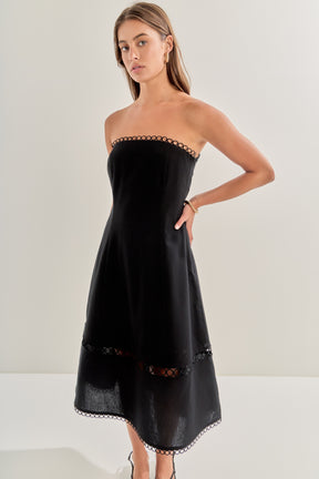 MARSY - Linen Strapless Dress with Smocking - DRESSES available at Objectrare