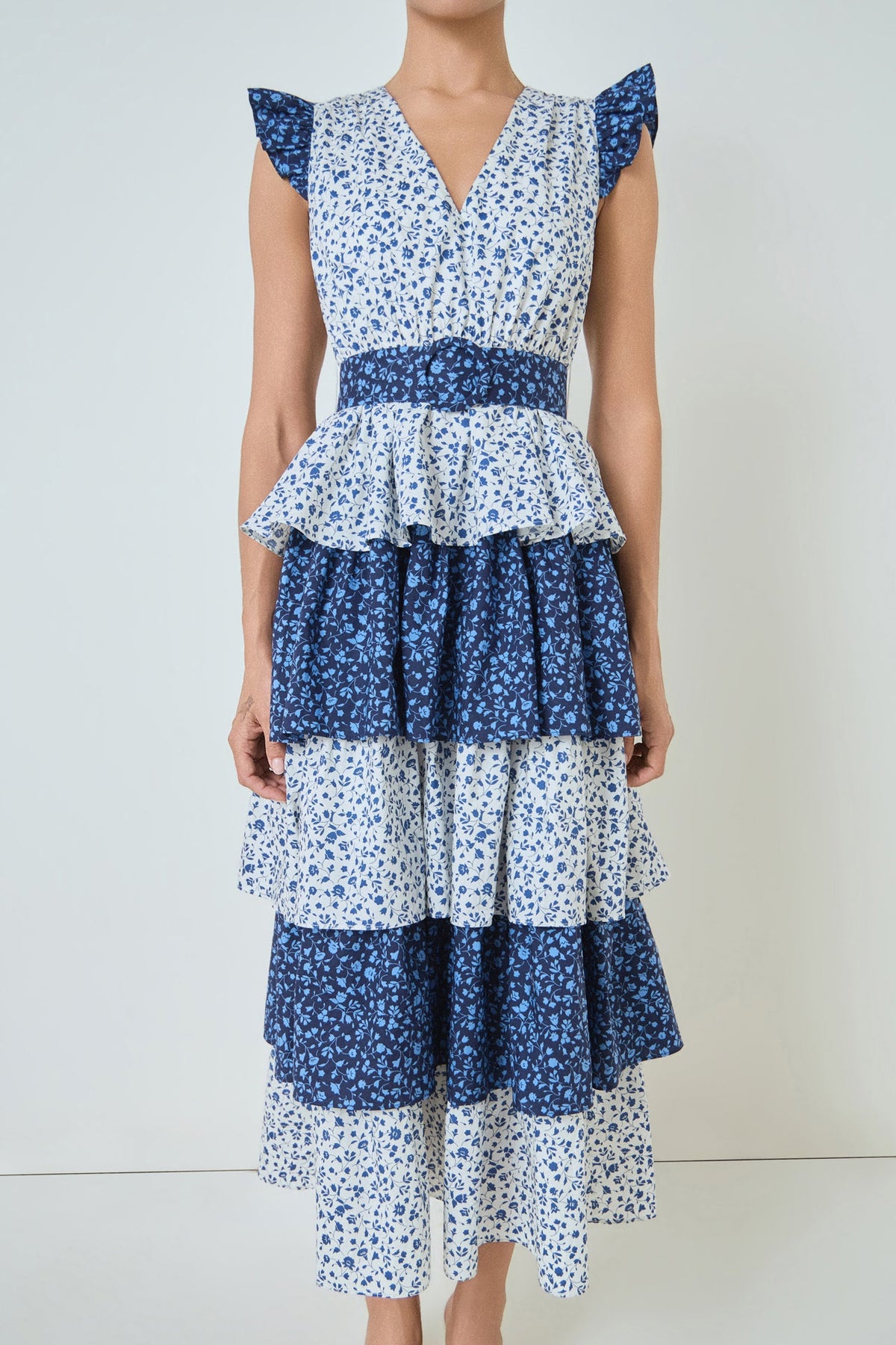 MARSY - Mixed Floral Tiered Maxi Dress - DRESSES available at Objectrare